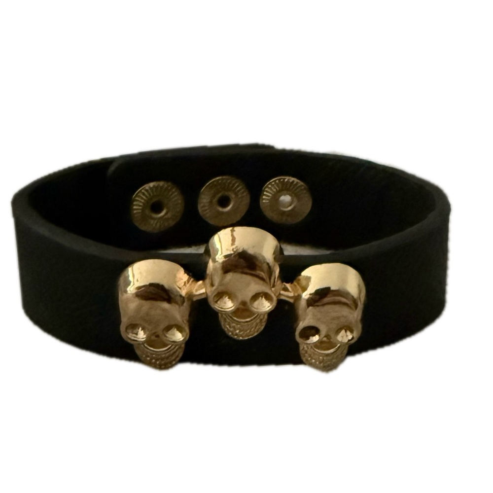 Faux Leather Skull Cuff Wristband Bracelet